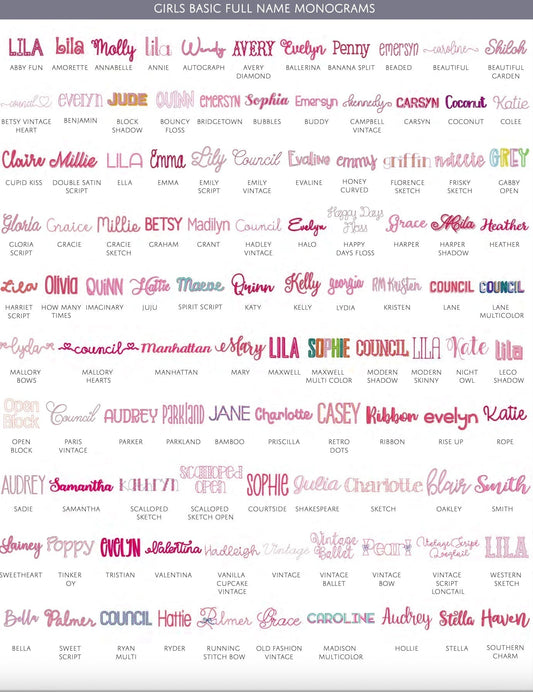 GIRLS BASIC INITIAL MONOGRAMS