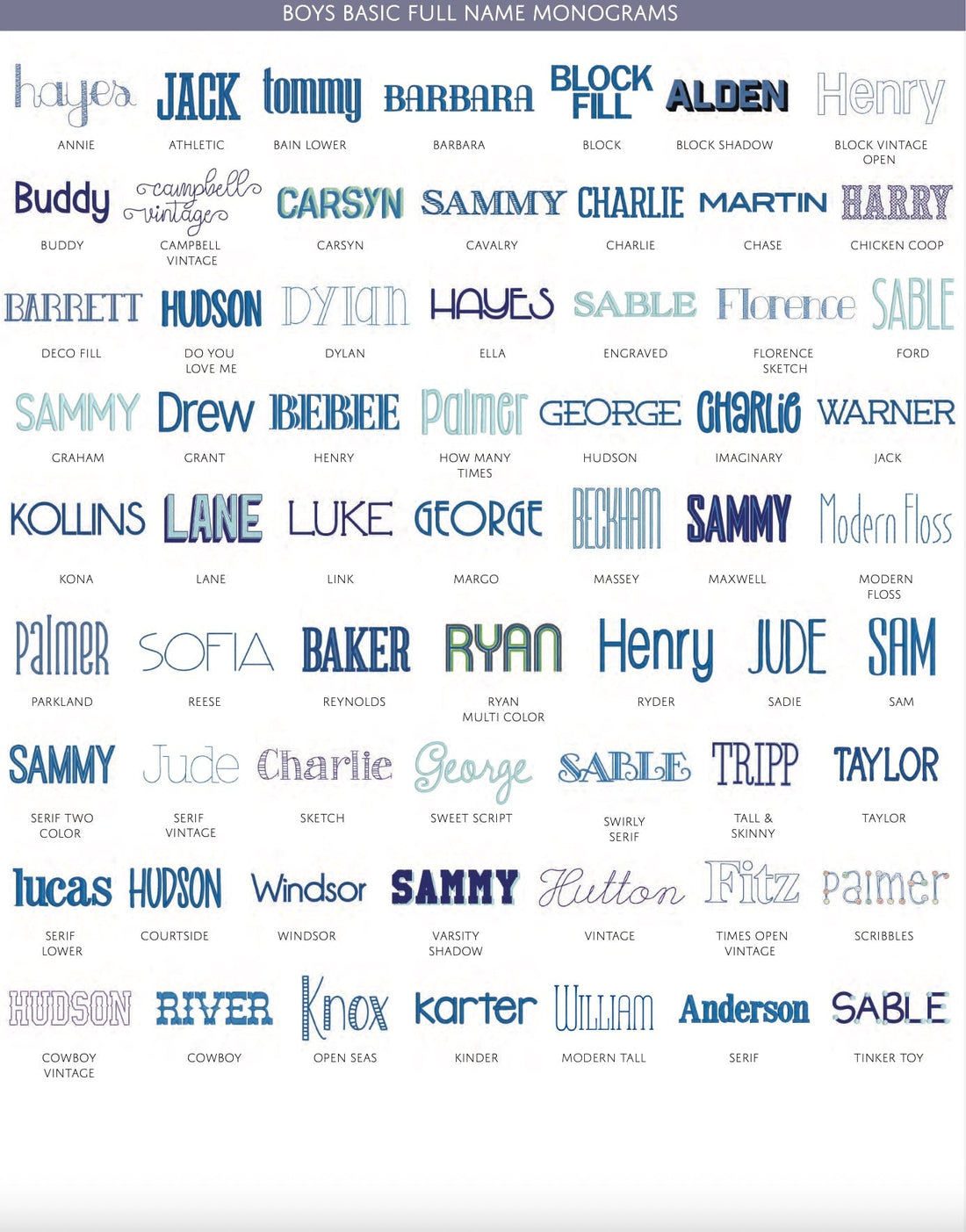 BOYS BASIC INITIAL MONOGRAMS