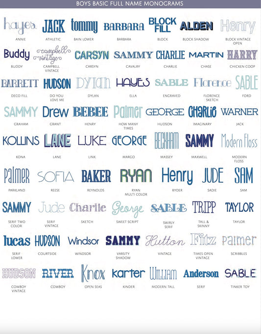 BOYS BASIC INITIAL MONOGRAMS