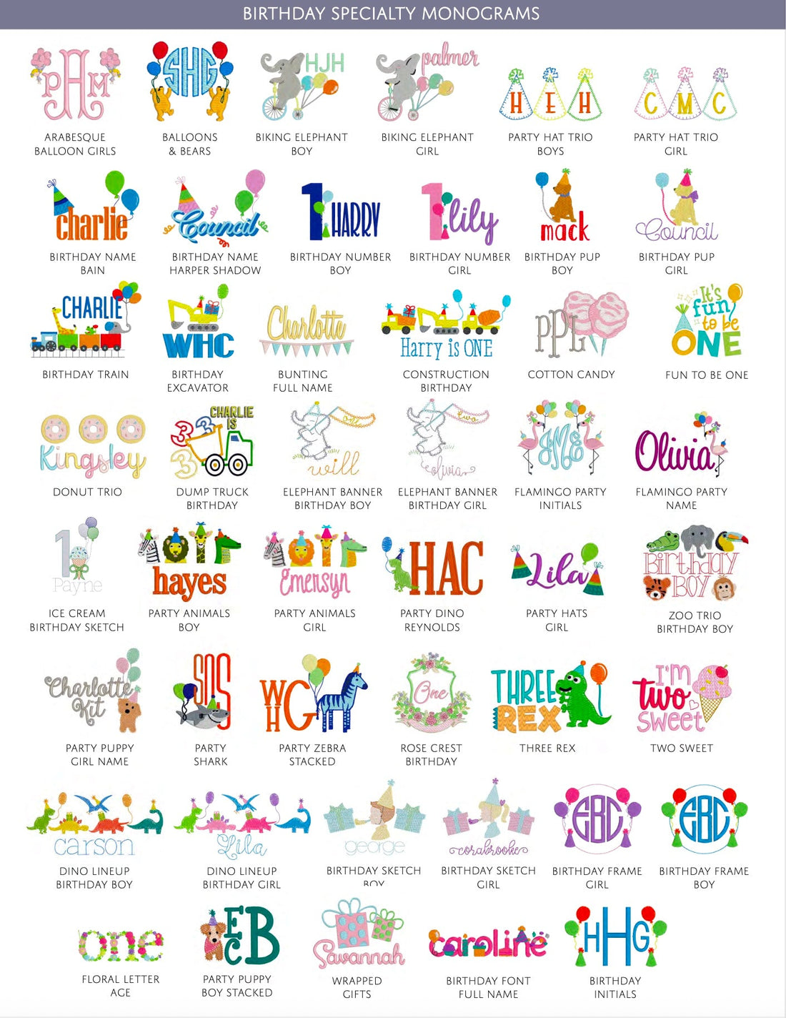 Birthday Specialty Monograms