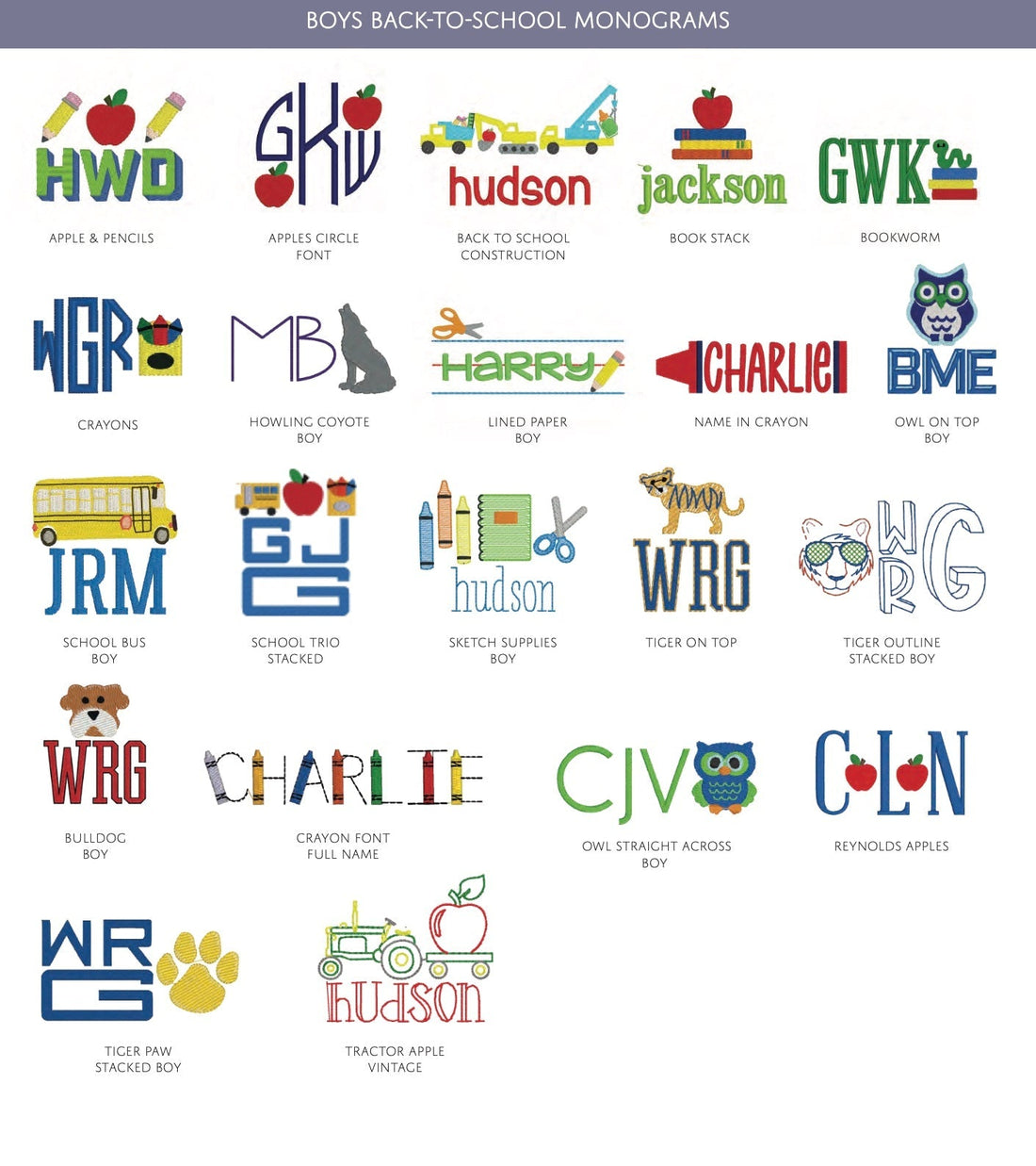 Boys Back-to-School Monograms