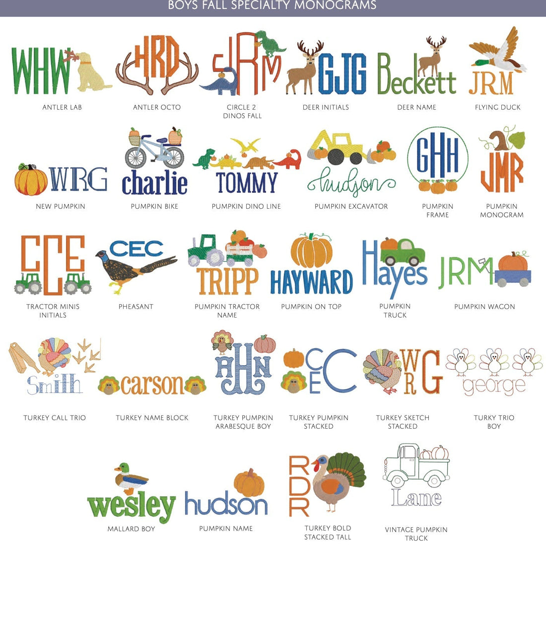 Boys Fall Specialty Monograms