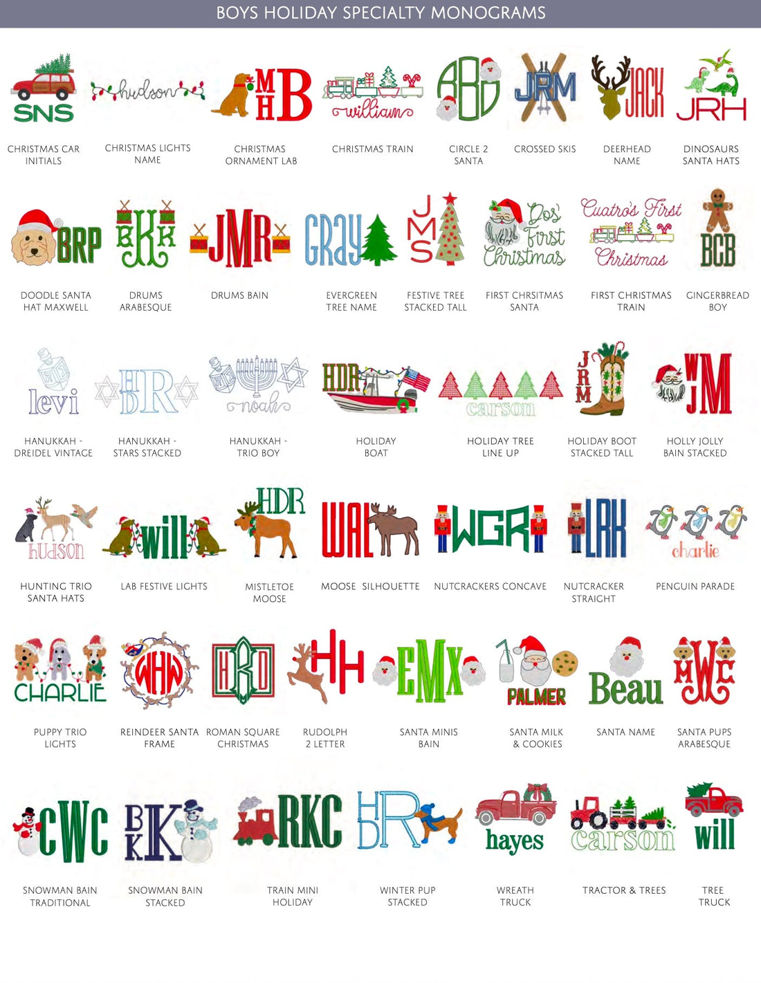 Boys Holiday Specialty Monograms
