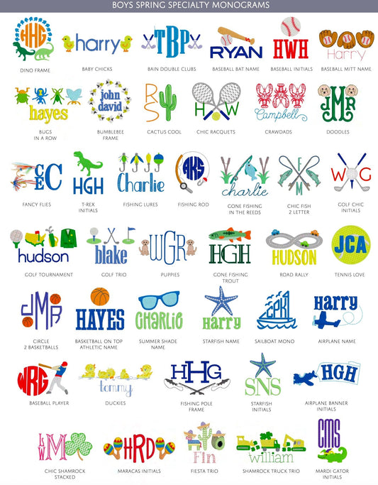 Boys Spring Specialty Monograms