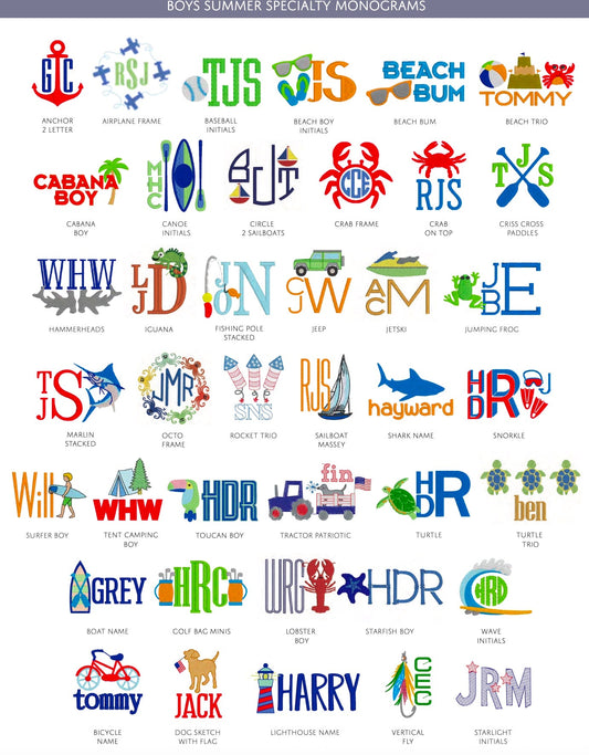 Boys Summer Specialty Monograms