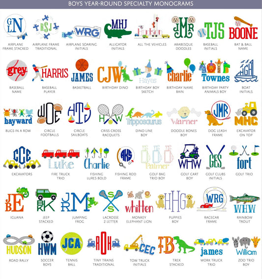 Boys Year-Round Specialty Monograms