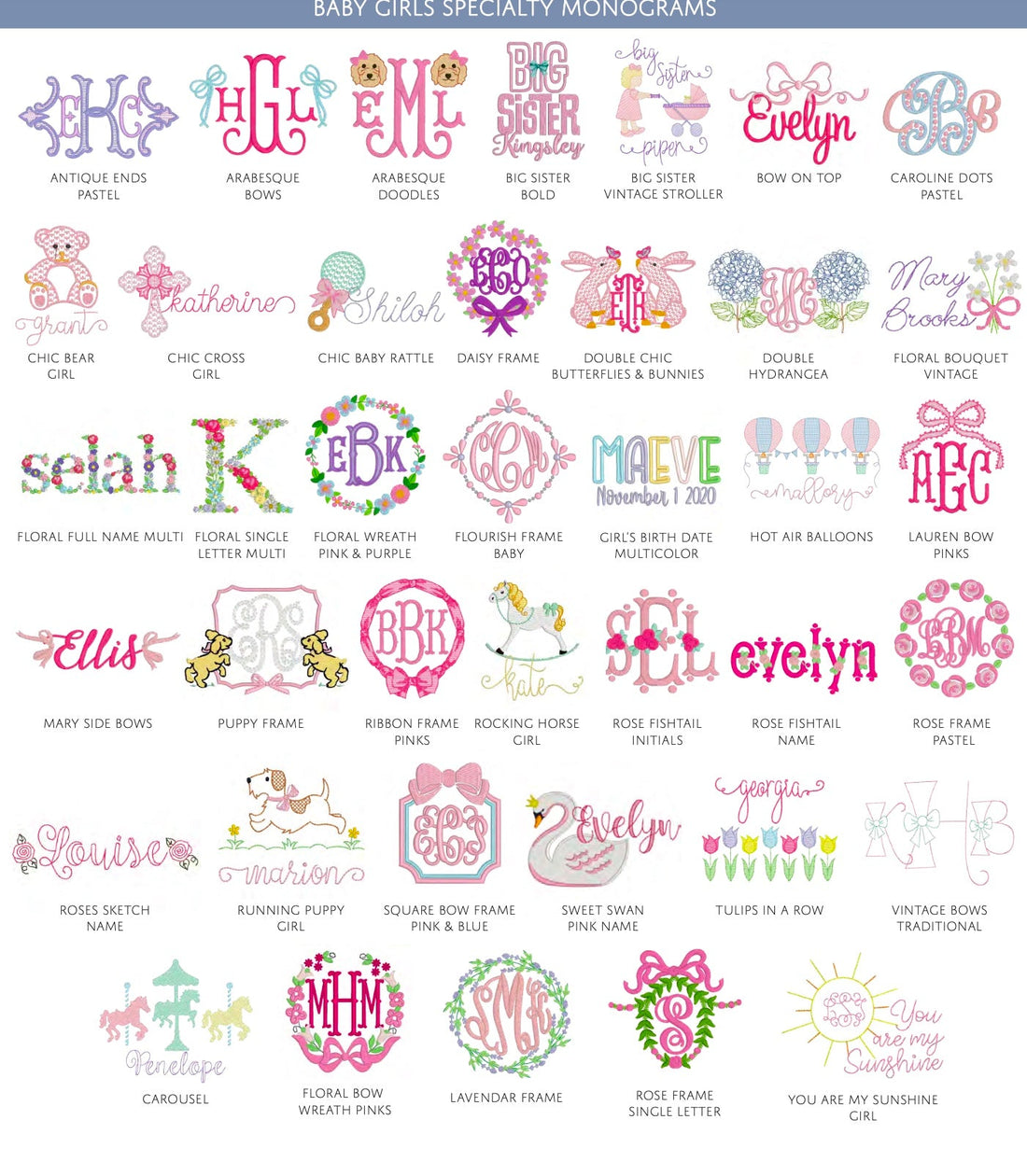 Baby Girls Specialty Monograms