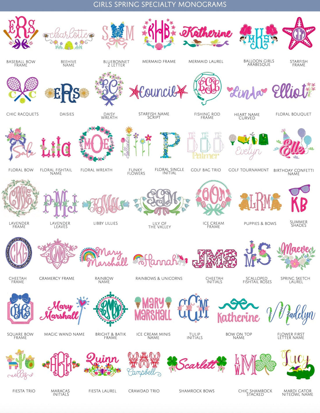 Girls Spring Specialty Monograms