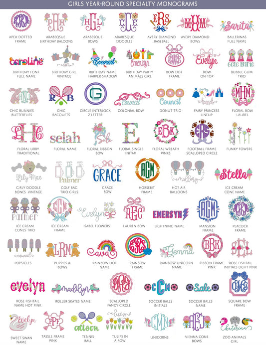 Girls Year-Round Specialty Monograms