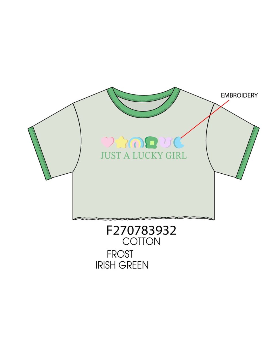 Paper Flower | Lucky Girl Embroidered Tee - Persnickety Shop