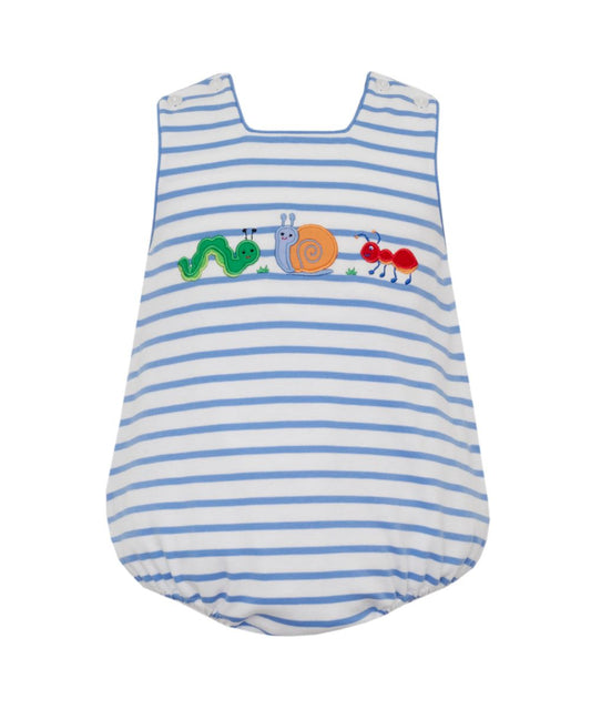 Claire & Charlie BACKYARD BUGS BOY´S- Blue knit stripe sleeveless sun bubble - Persnickety Shop