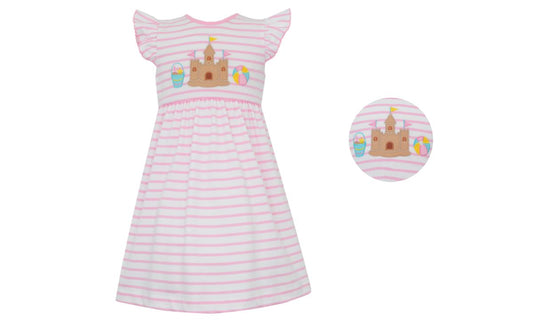 Claire & Charlie SAND CASTLE GIRL´S- Pink knit stripe sundress - Persnickety Shop