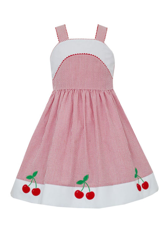 Claire & Charlie CHERRY - Red seersucker stripe strap sundress - Persnickety Shop