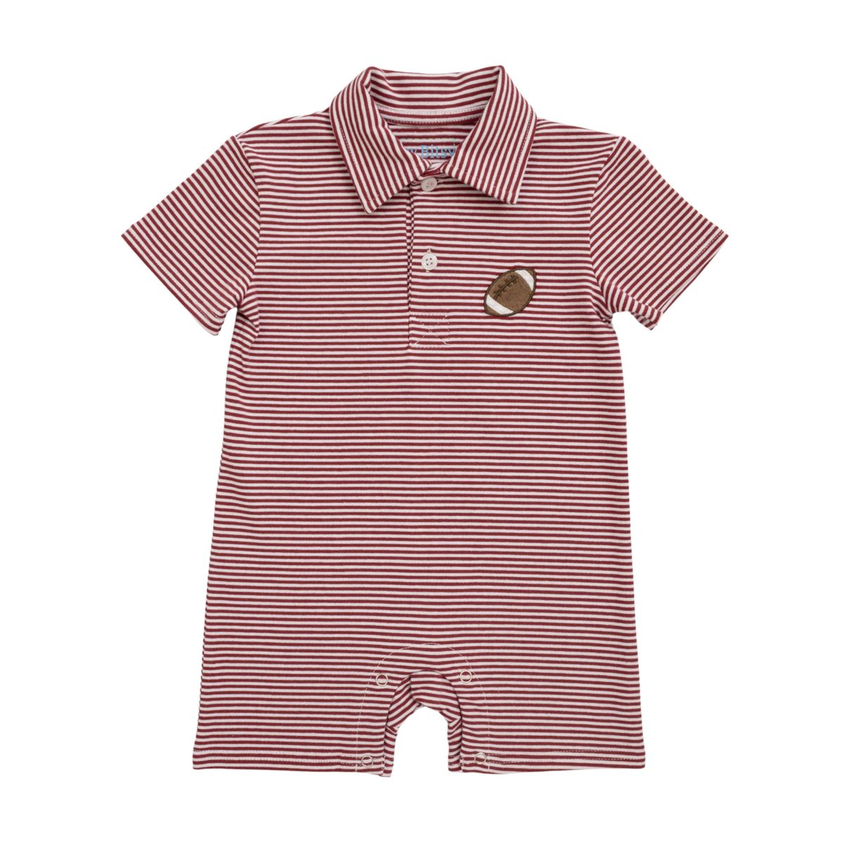 *PRE ORDER* Itsy Bitsy Football Polo Romper- Crimson