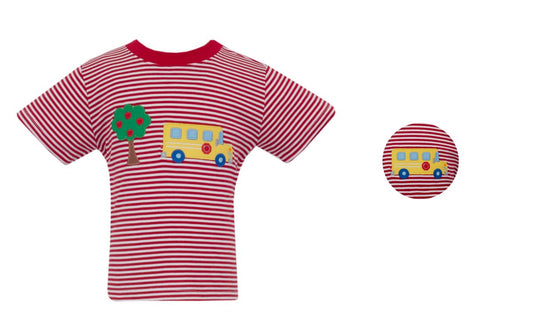 Claire & Charlie SCHOOL BUS BOY's - Red knit stripe boy's T-shirt - Persnickety Shop