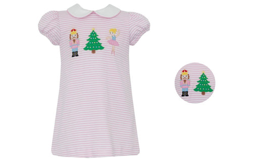 Claire & Charlie NUTCRACKER GIRL´S - Pink knit stripe dress S/S - Persnickety Shop