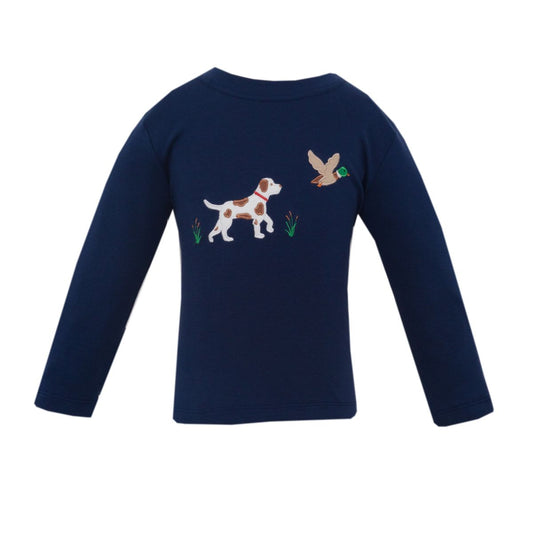 Claire & Charlie HUNTING DOG - Navy blue knit boy's T-shirt L/S - Persnickety Shop