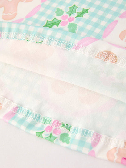 Christmas Gingerbread Man Print Plaid Girls Dress: 3 - Persnickety Shop