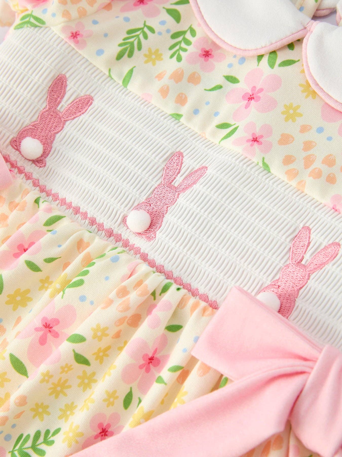Easter Bunny Embroidery Smocking Cute Baby Girls Dress: 6 - Persnickety Shop