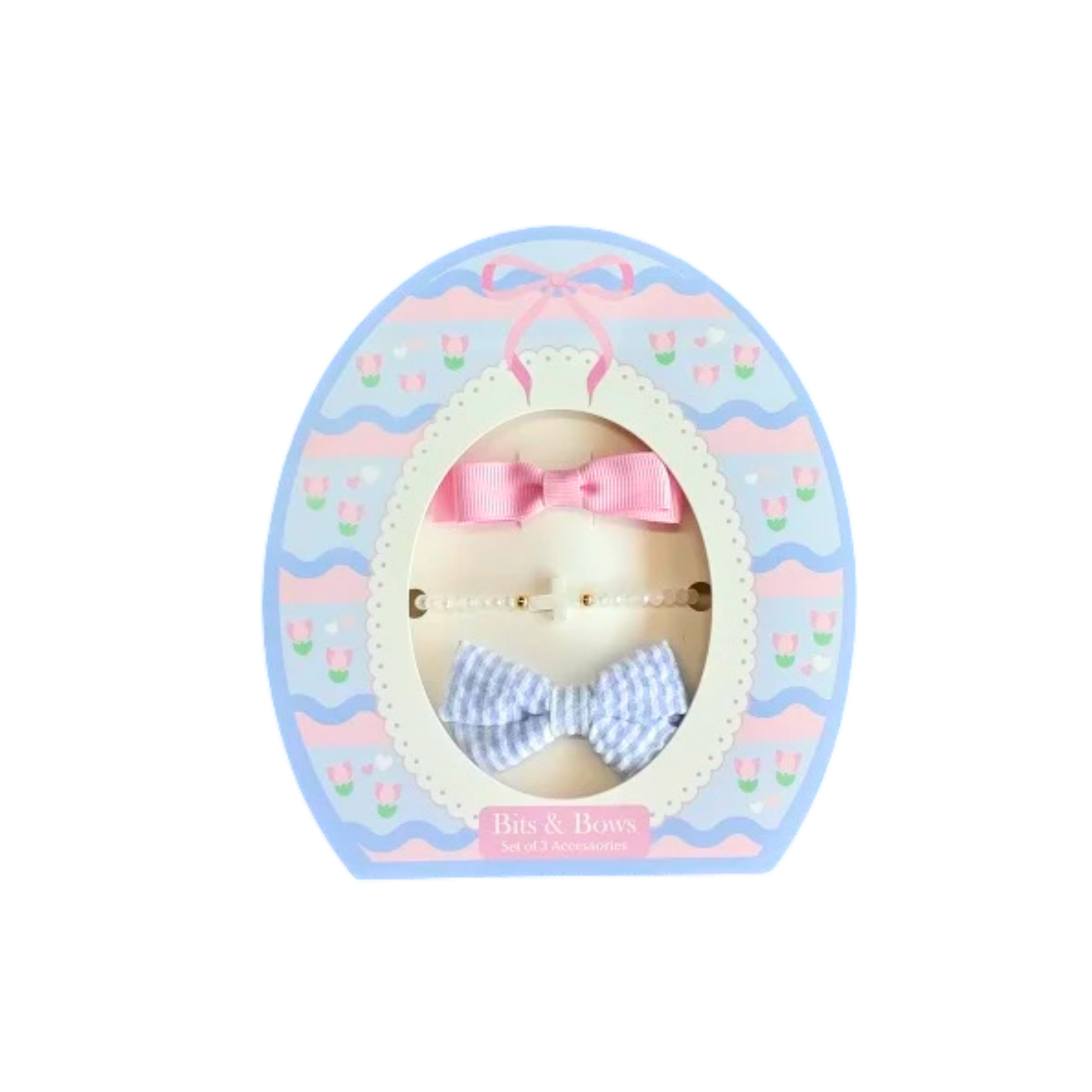 Easter Egg Gift Set, Blue with Pink Bow - Persnickety Shop