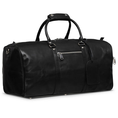 Buffalo Leather Duffle with Trolley Sleeve: Saddle Brown