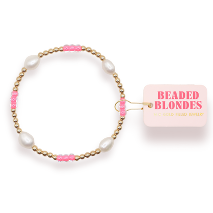 Hot Pink Pearl Poppi Bracelet: Standard 6.75 inch