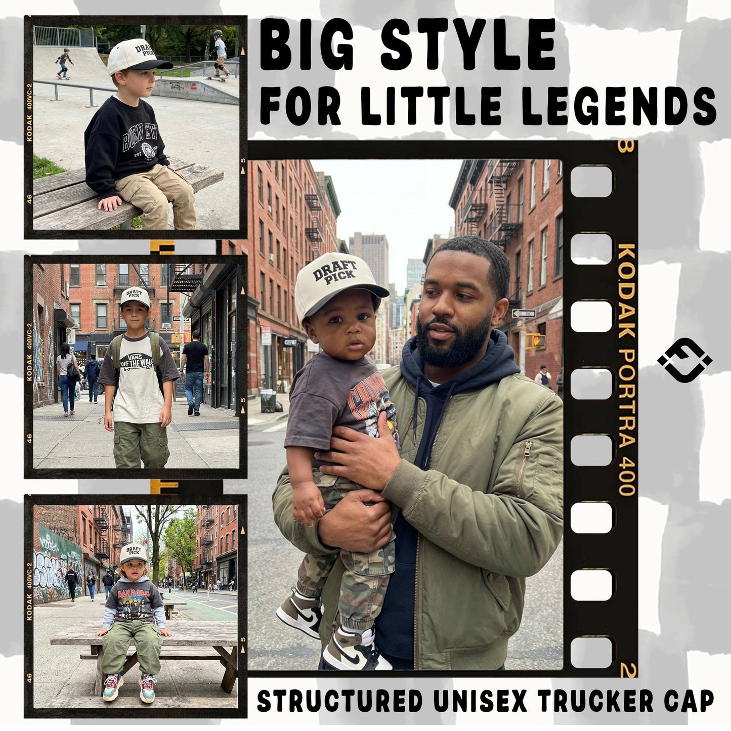 Kid/Baby 2-Tone Cap: Draft Pick - Black/Beige: Infant (0-12 Months)