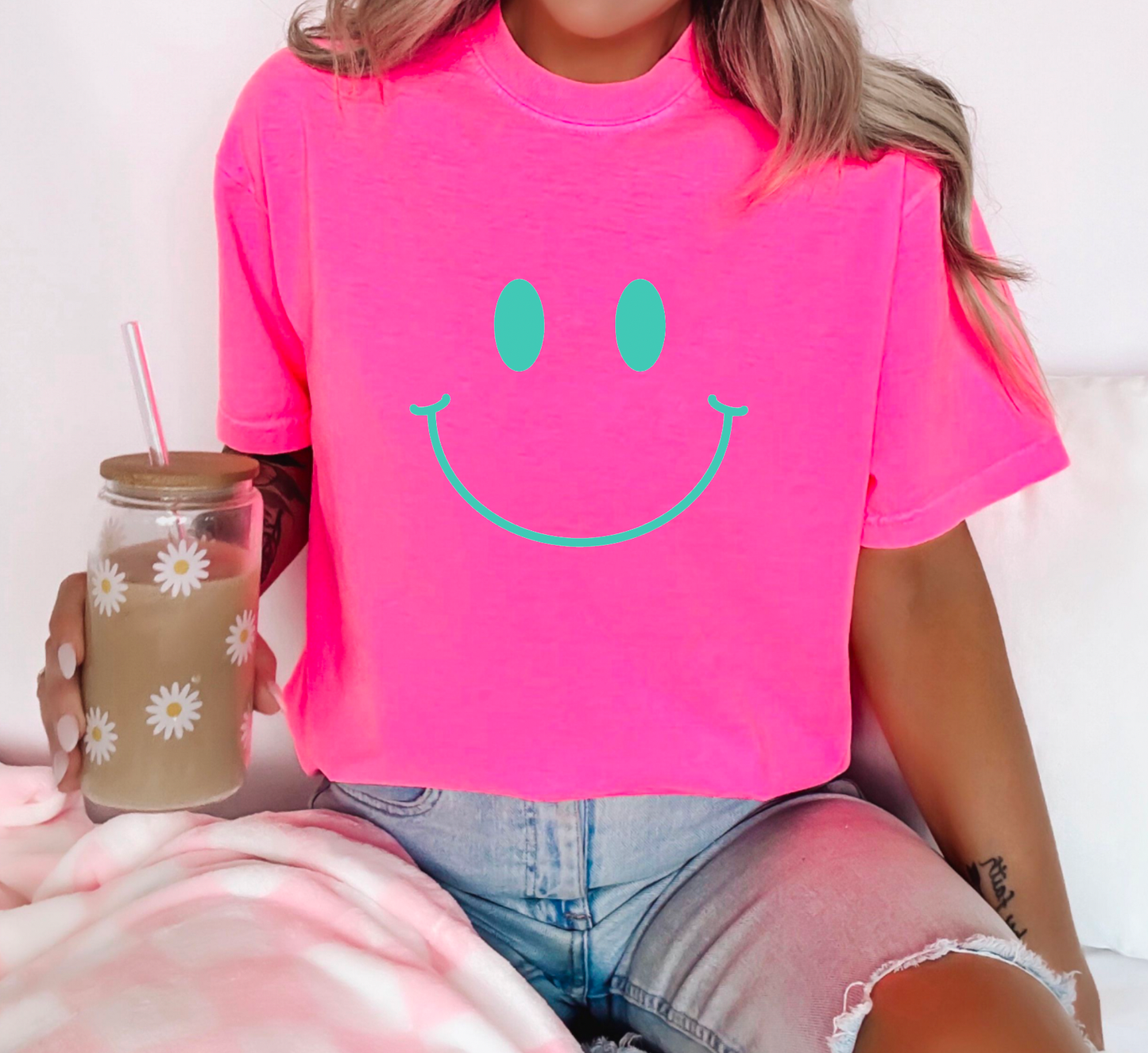 Retro Smiley Graphic Tee | Summer T-Shirts | Smiley Tees: M - Persnickety Shop