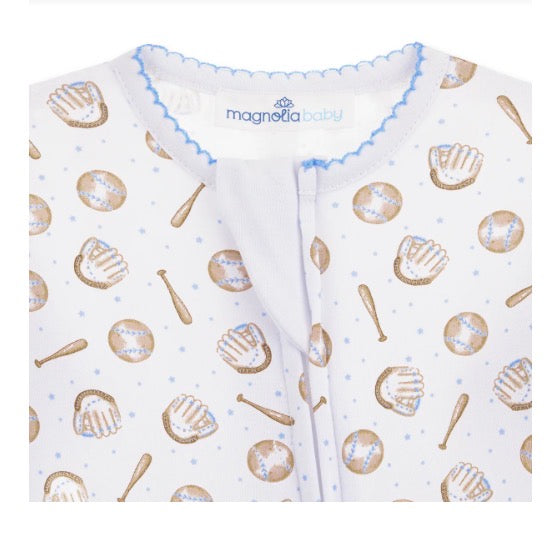 MAGNOLIA BABY Precious Lil' Sluggers Print Zip Footie - Light Blue - Persnickety Shop