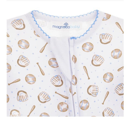 MAGNOLIA BABY Precious Lil' Sluggers Print Zip Footie - Light Blue - Persnickety Shop