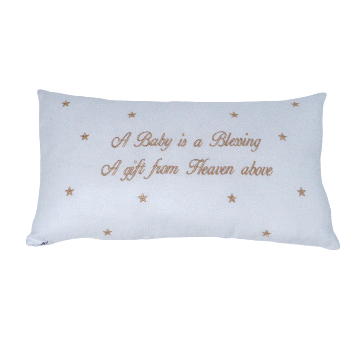 Marcela Baby is a Blessing Pillow: Blue - Persnickety Shop