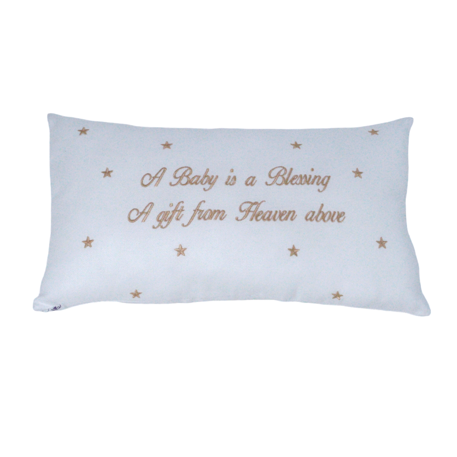 Marcela Baby is a Blessing Pillow: Blue - Persnickety Shop