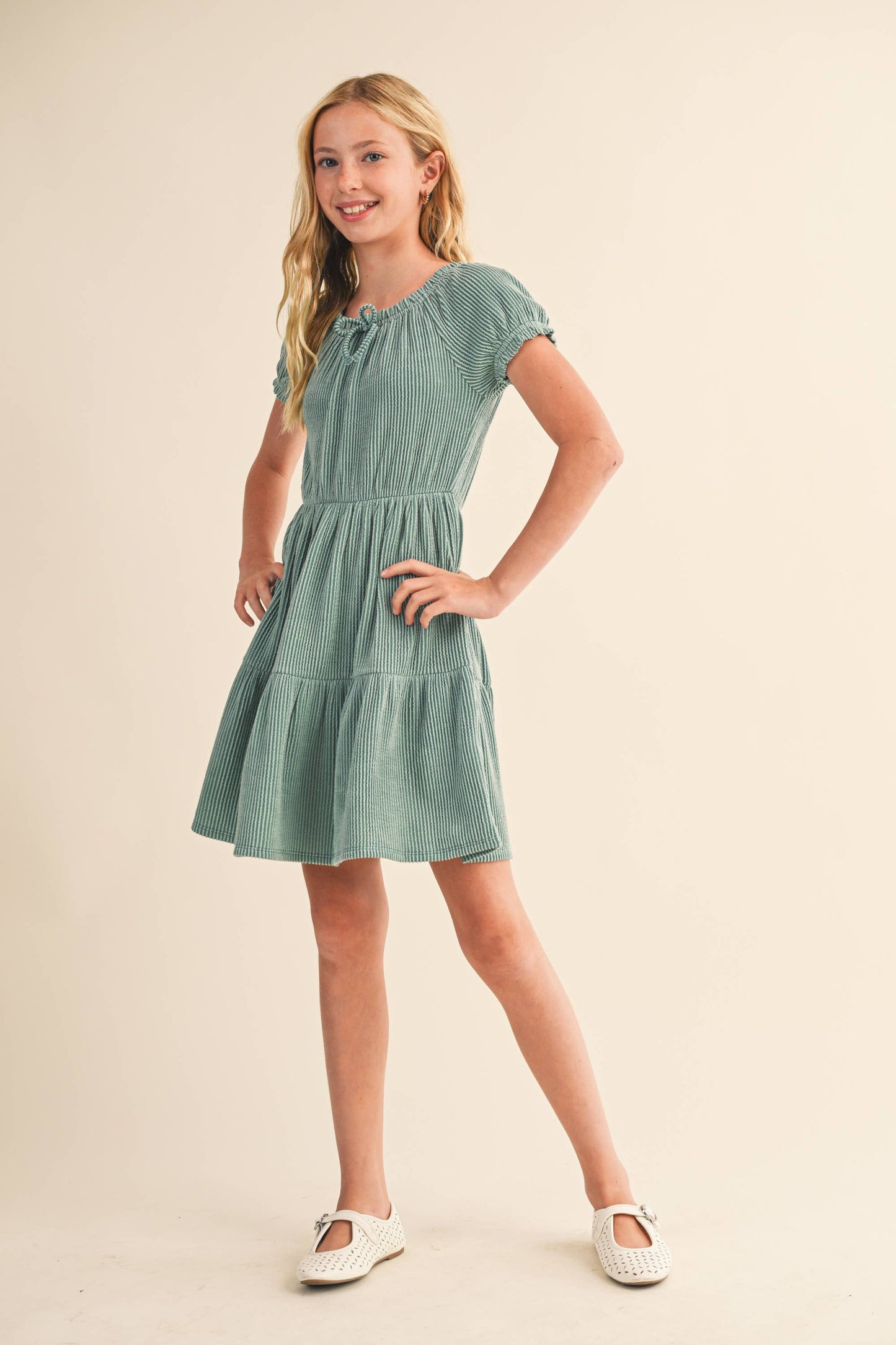 TWEEN KIDS GIRLS PUFF SLV TIERED DRESS (7-12): 8 - Persnickety Shop