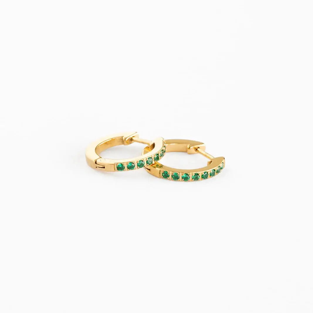 Gem Hoop Earrings - Hypoallergenic, Flat Back, Girl Gift: Silver