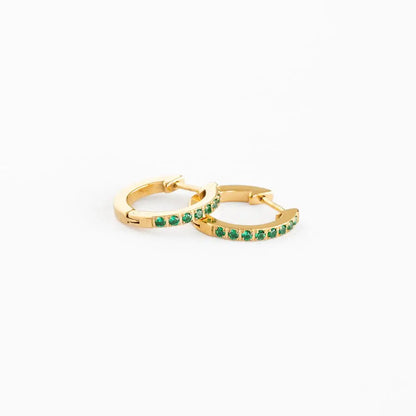 Gem Hoop Earrings - Hypoallergenic, Flat Back, Girl Gift: Silver