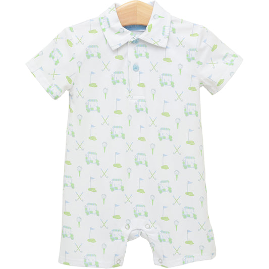 Trotter Street Kids Caddy Club Polo Romper - Persnickety Shop