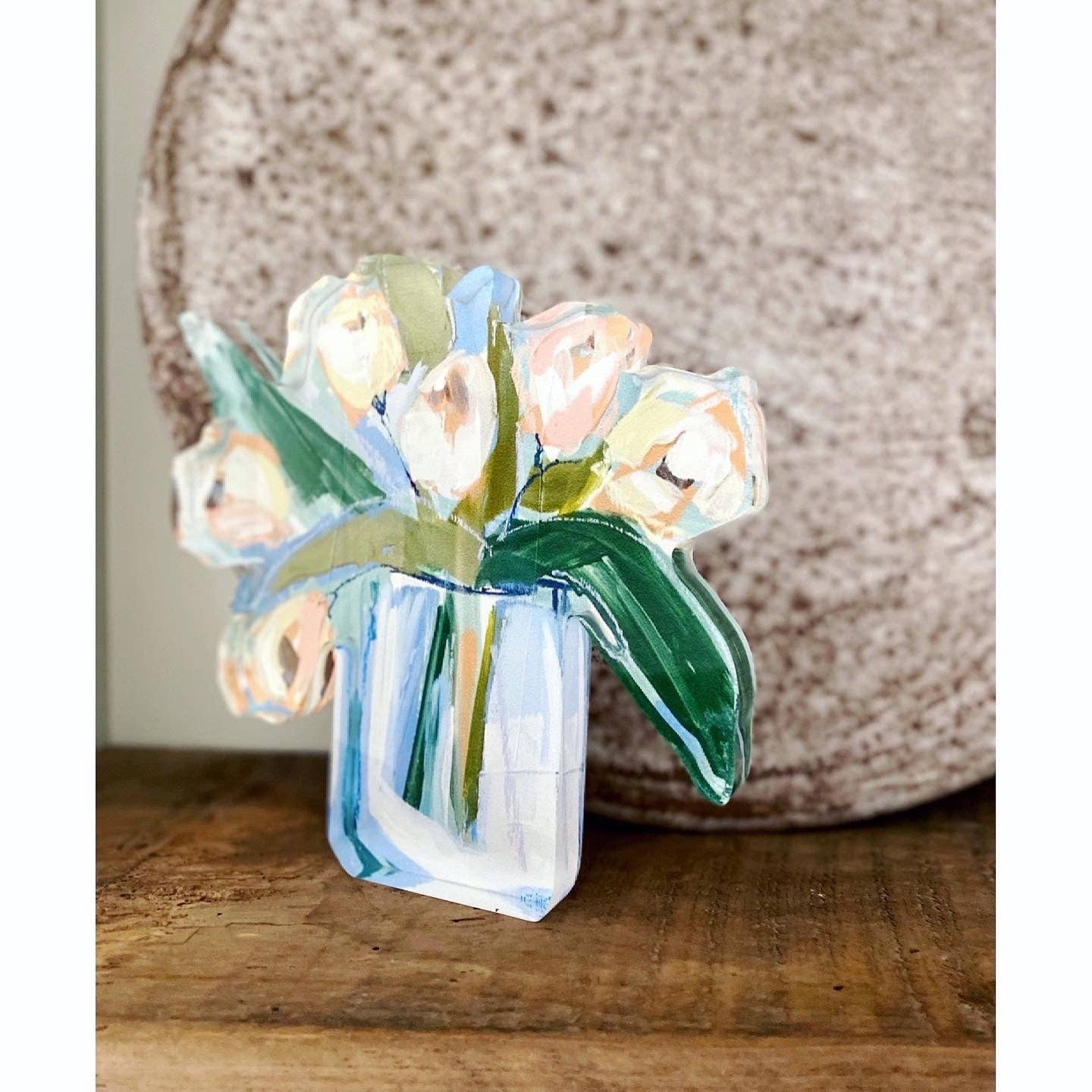 White Tulips Acrylic Bloom Block BITTY: Bitty Block - Persnickety Shop