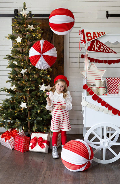 BEC1103 - Red and Cream Accordion Paper Lanterns - Persnickety Shop