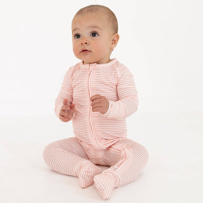 Peony Stripe Bamboo Sleeper: 3-6M - Persnickety Shop