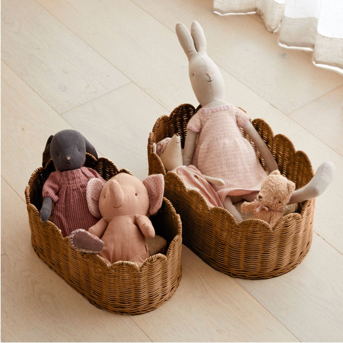 BELLE Scalloped Basket Set Mocca