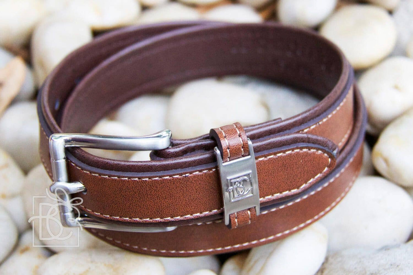 DOUBLE LEATHER BELT: Brown/Light Brown / 20" (3-4 Years) - Persnickety Shop
