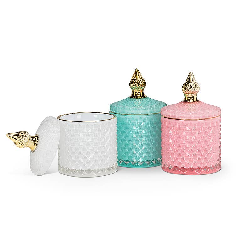 Quilted Covered Jar-Turq-5.5"H