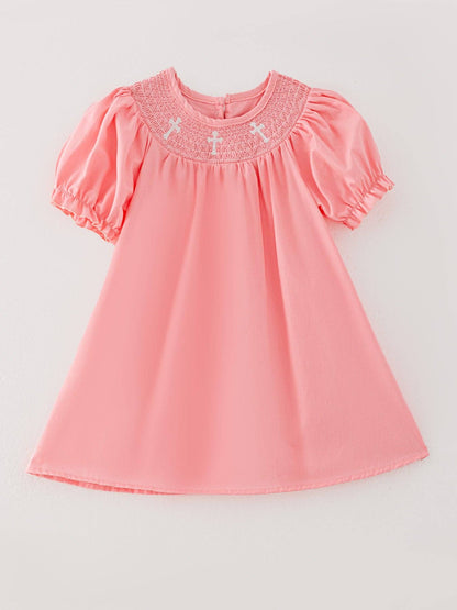CORAL Smocked Church Christ Bishop Christening Dress: 2 - Persnickety Shop