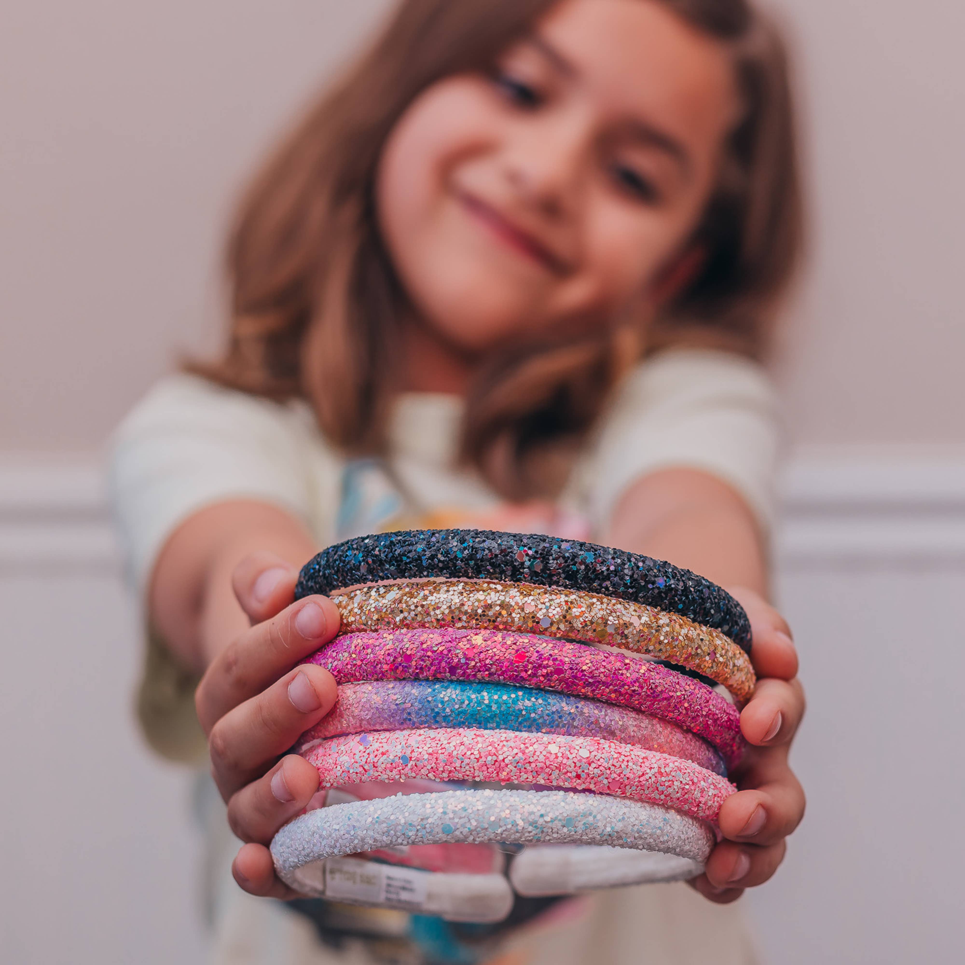 Thin Glitter Headband - Padded Hair Bands: Pink