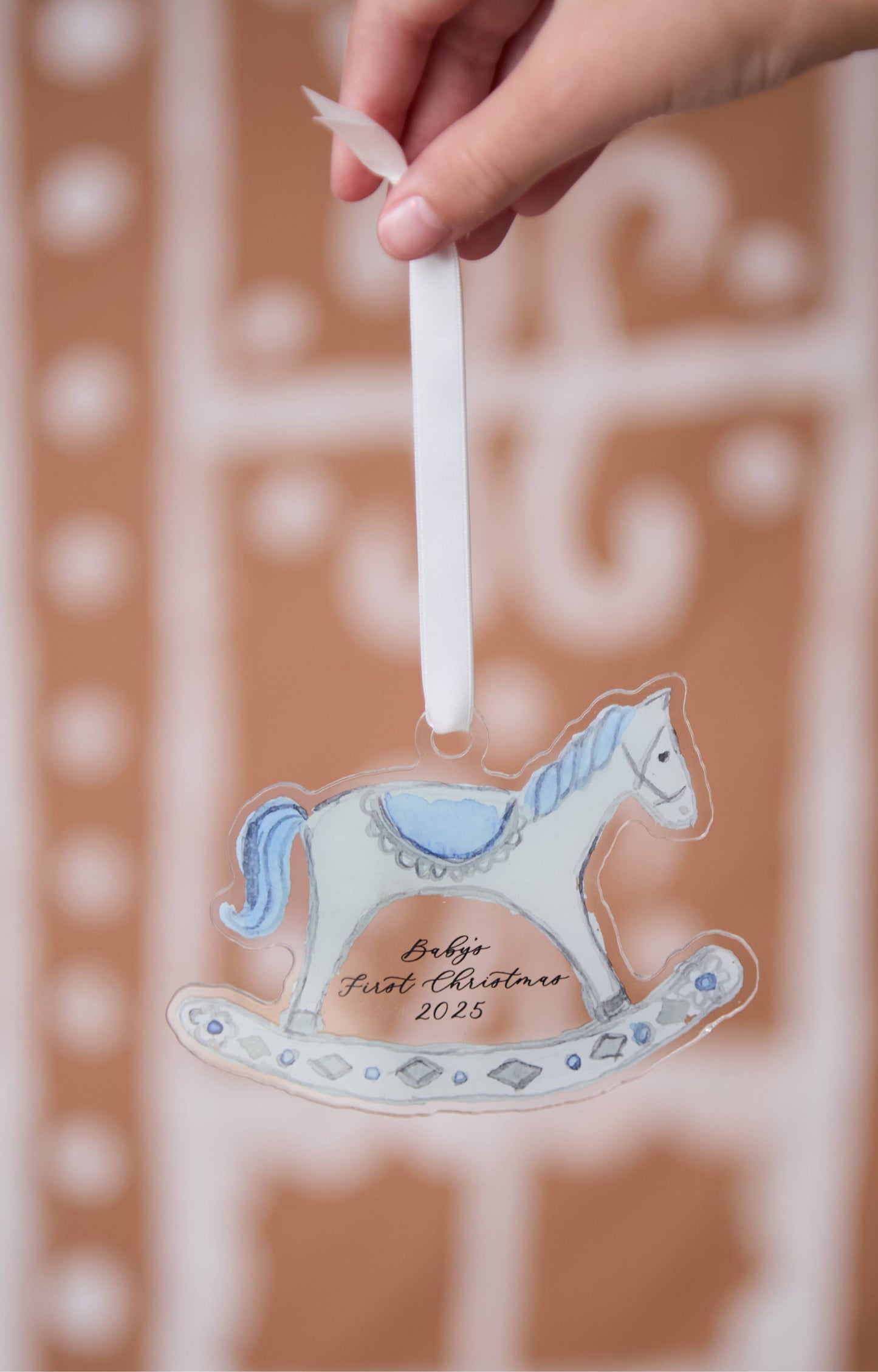 2025 Baby’s First Christmas Rocking Horse Ornament - Blue - Persnickety Shop