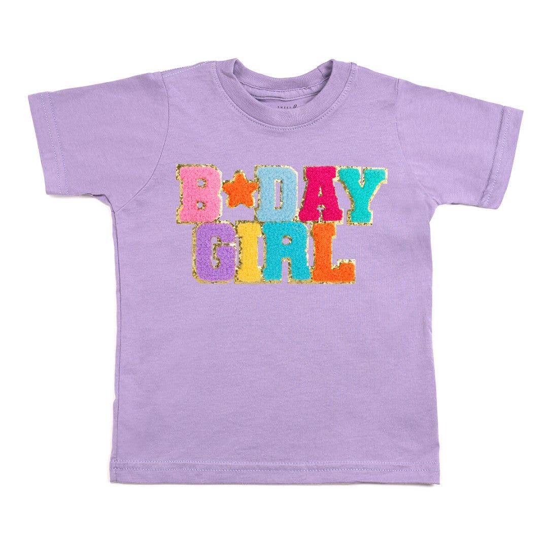 Sweet Wink Girl's Birthday Girl Patch Short Sleeve T-Shirt - Lavender - Persnickety Shop