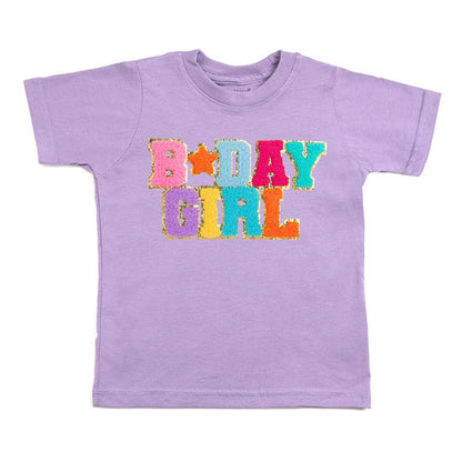 Sweet Wink Girl's Birthday Girl Patch Short Sleeve T-Shirt - Lavender - Persnickety Shop