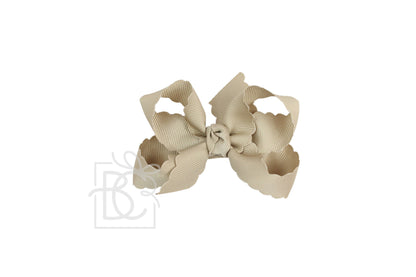 SCALLOPED EDGE BOW: Powder Mint / 5.5" Extra Large - 2.25" Ribbon on Alligator Clip