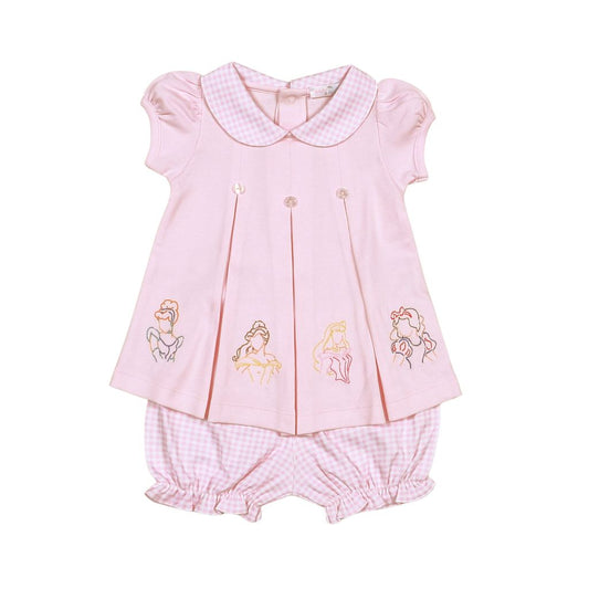 Baby Loren Pink Royal and Charm Pima scalp collar Bloomers set