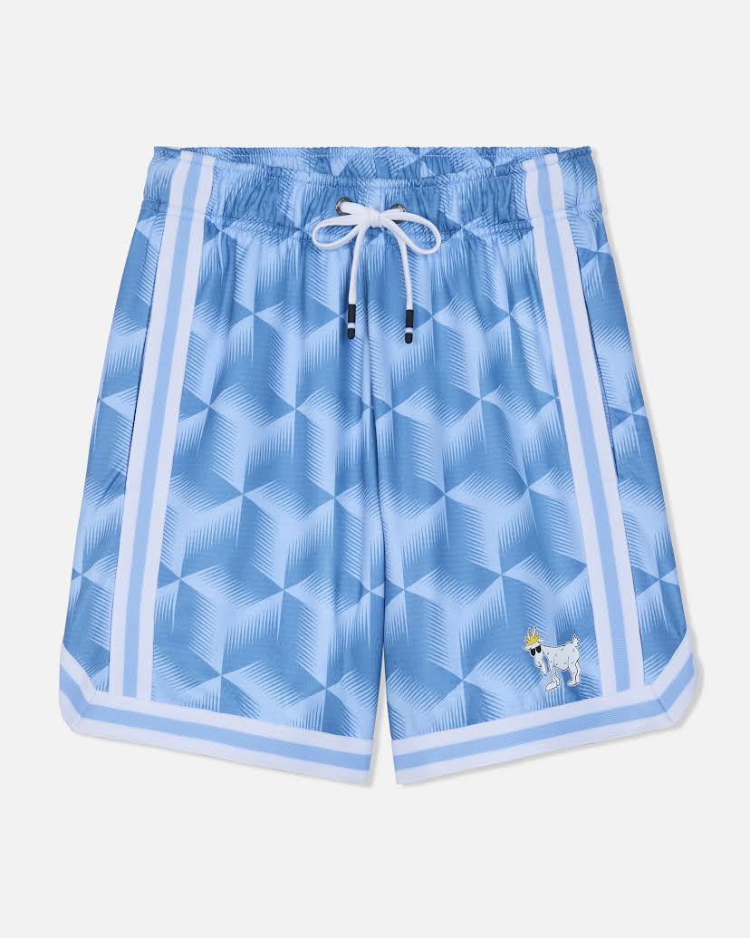 GOAT USA GEO AOP Mesh Short: Carolina Blue Diamond Stripe